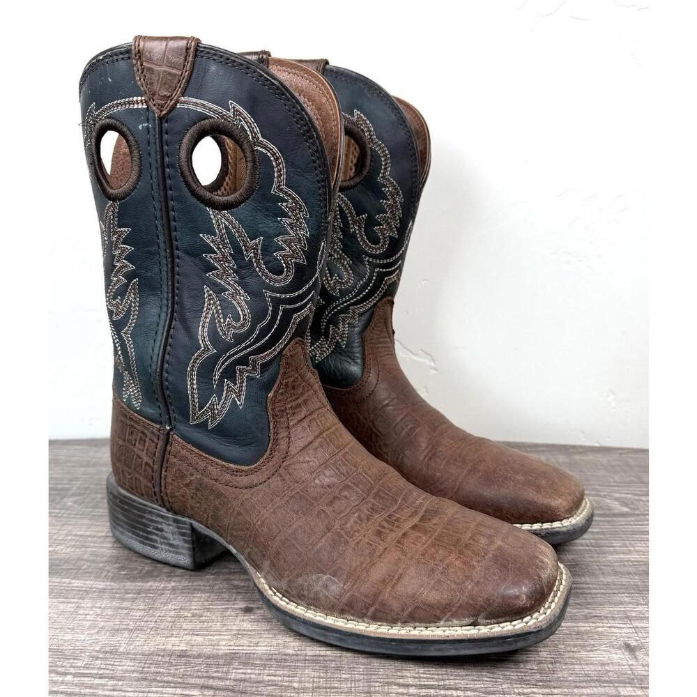 Ariat Men’s Western Cowboy Boots Brown Leather Croc Print US 6D Style 10038501